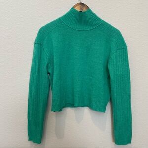 Free People Green Cropped Cashmere Turtleneck Size S